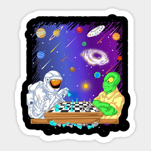 Astronaut Play Chess Sticker by ThomaneJohnson